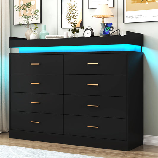 8 Drawer Dresser with LED Light, Modern