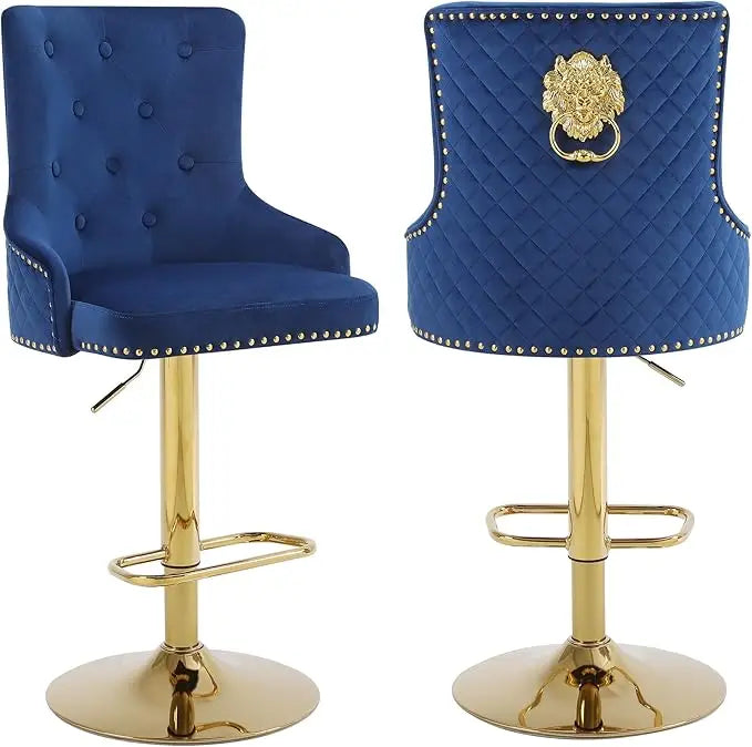 Velvet Gold Barstools Set of 2, Modern Counter
