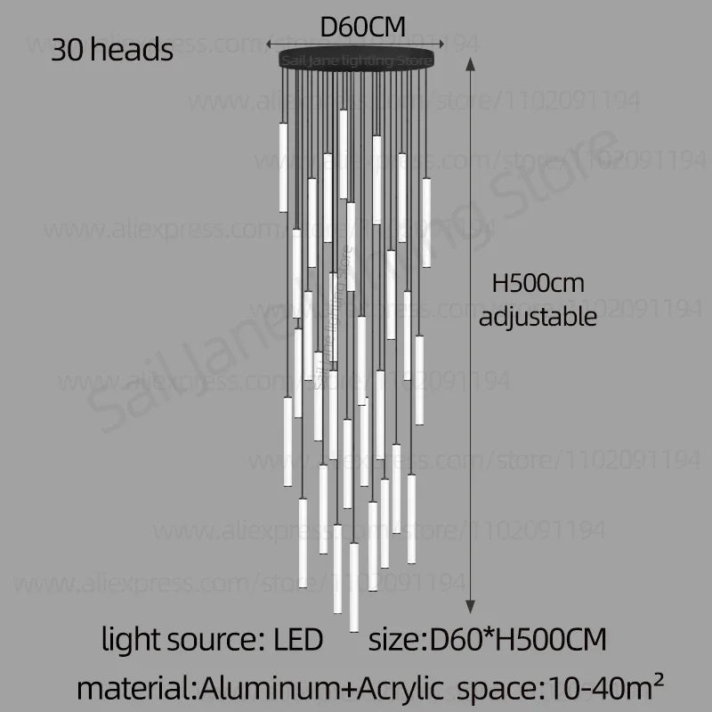 LED Long Line Chandelier Modern Staircase