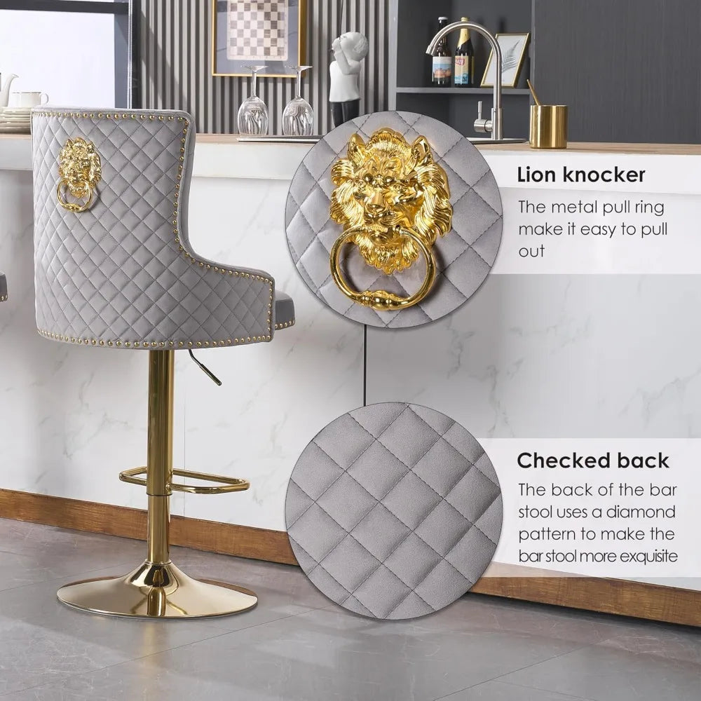 Velvet Gold Barstools Set of 2, Modern Counter