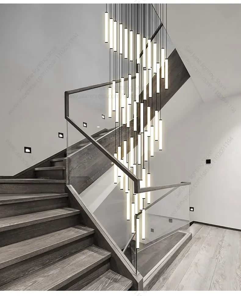 LED Long Line Chandelier Modern Staircase