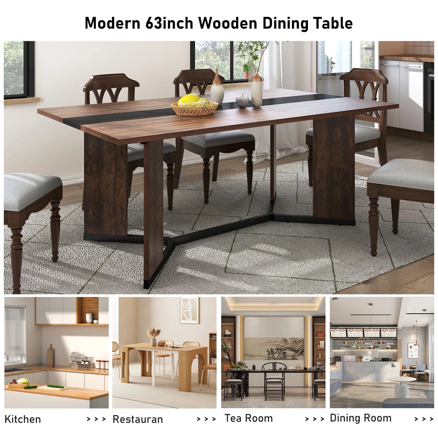 71In Large Rectangular White Dining Table