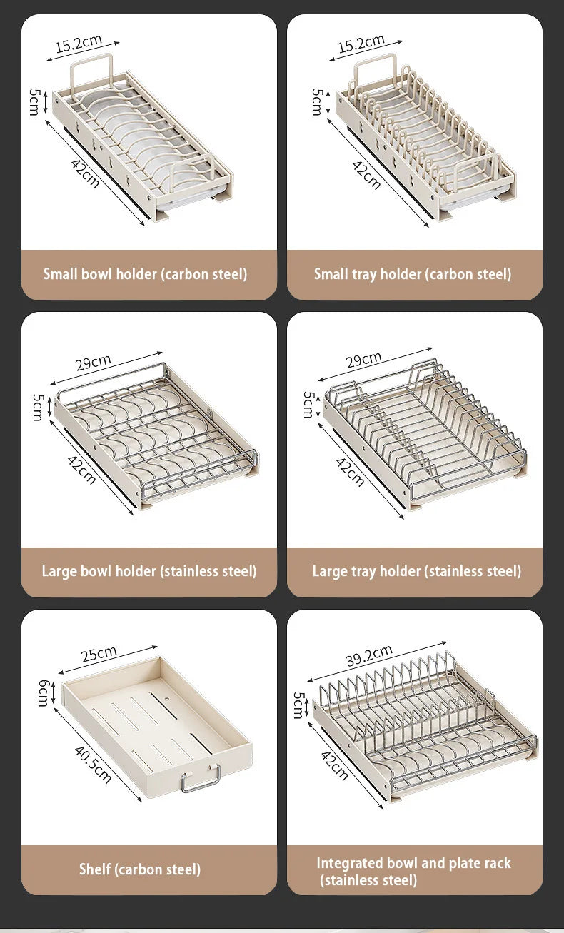 Pull Out Dish Racks Stainless Steel Bowl