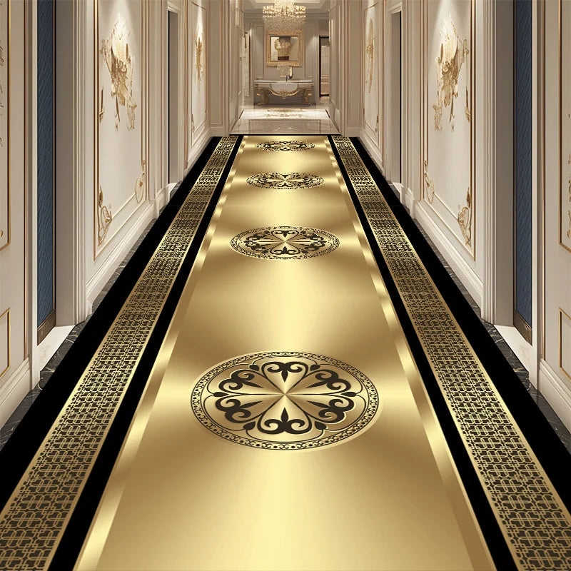 Luxury Golden Corridor Carpet Hotel Hallway