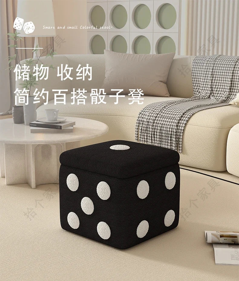 Dice Storage Ottoman, Faux Sheepskin Stool Kids