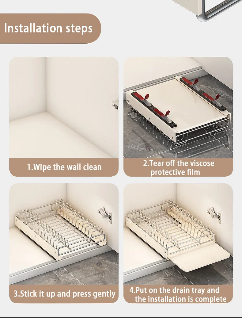 Pull Out Dish Racks Stainless Steel Bowl