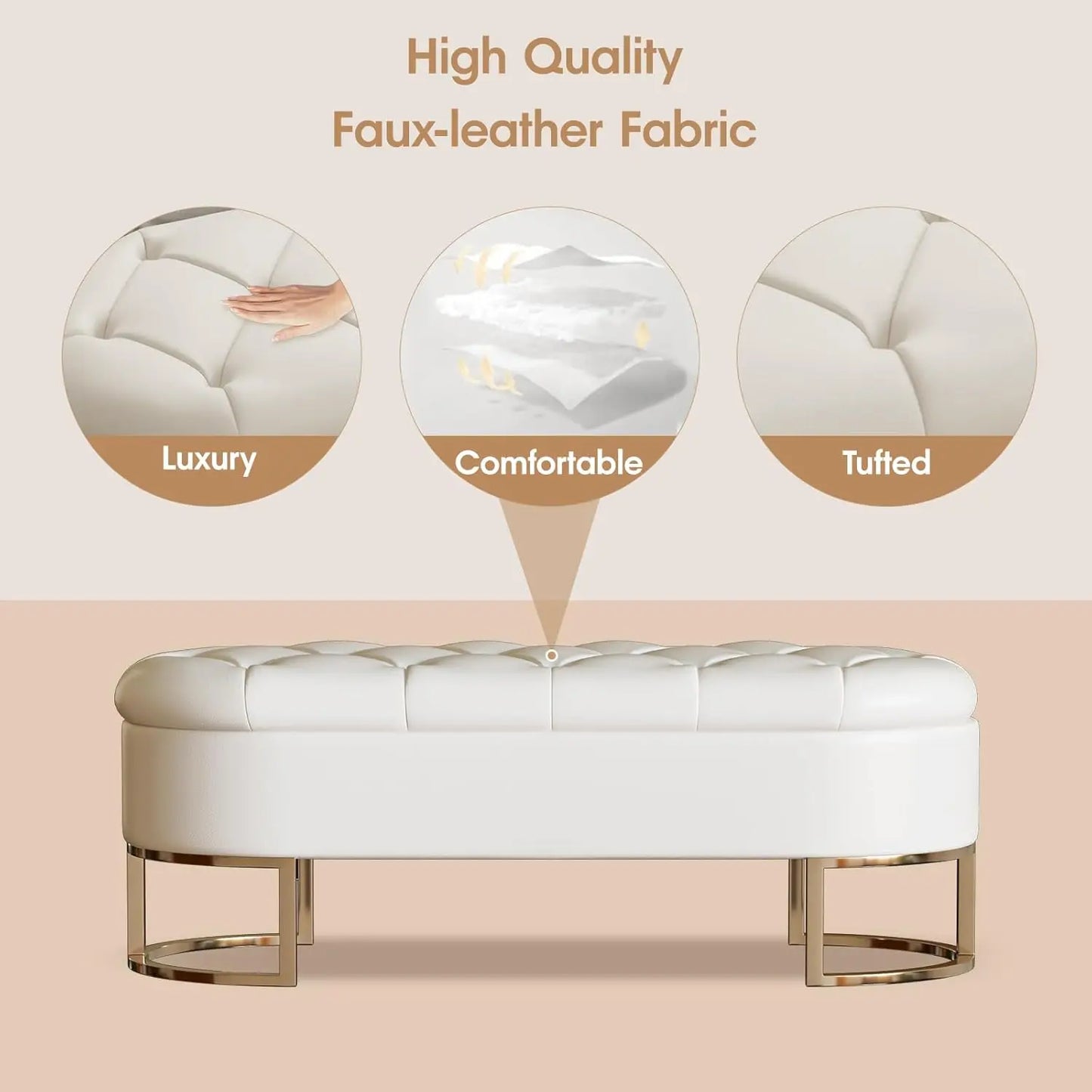Vabches 50''L Ottoman Storage Bench Upholstered