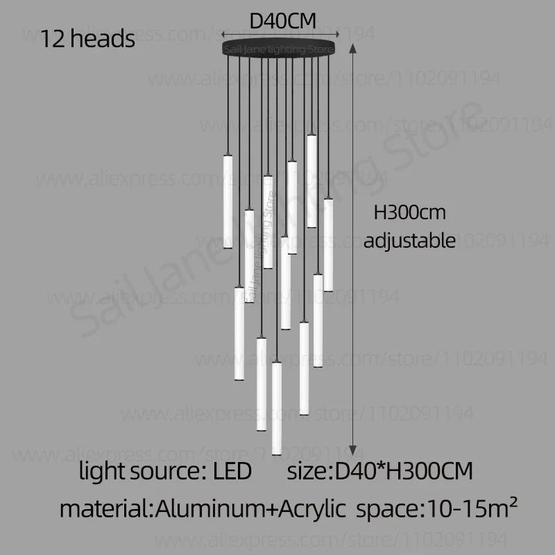 LED Long Line Chandelier Modern Staircase