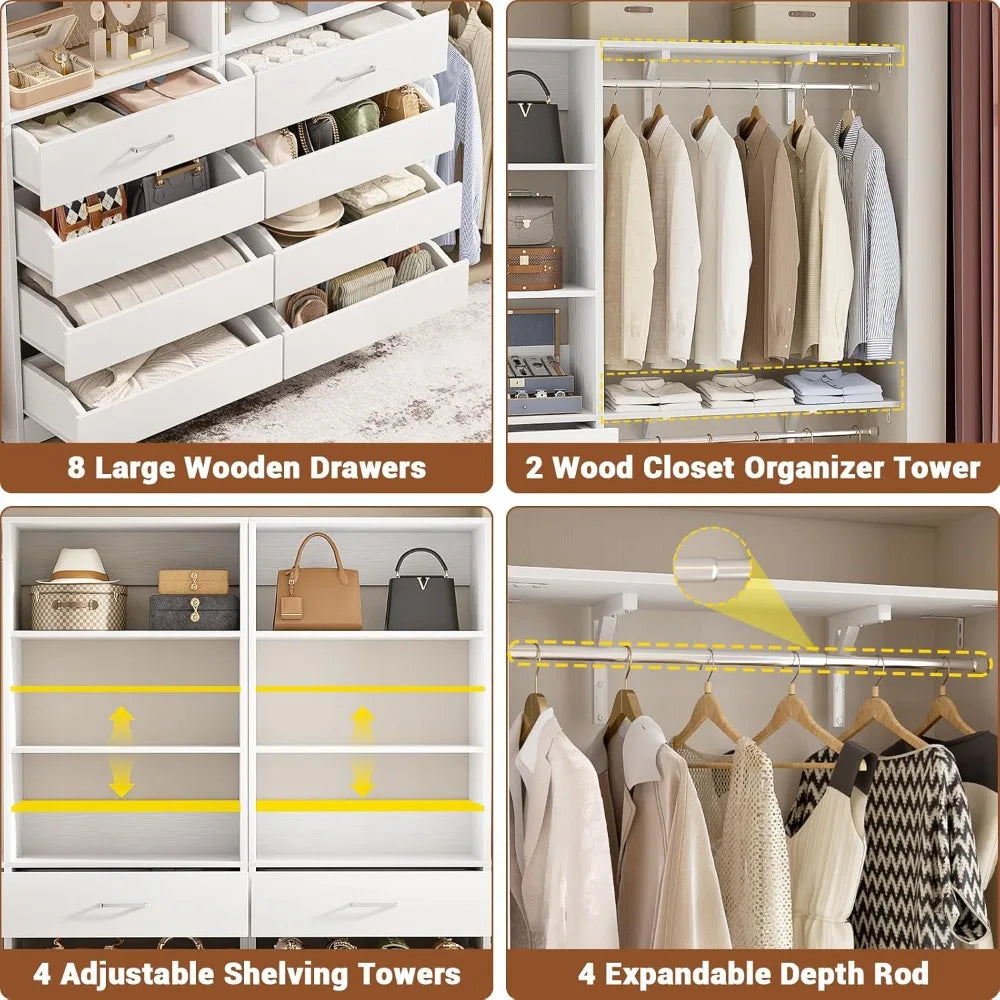 Closet System with 8 Wooden Drawers