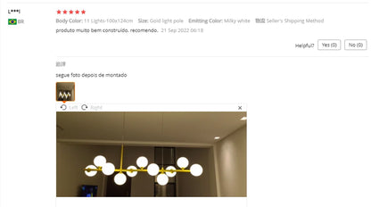 Nordic Modern LED Pendant Gold Light Glass