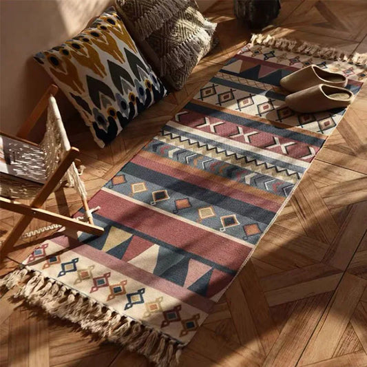 Vintage Plaid Carpet Cotton Home Weave Carpets