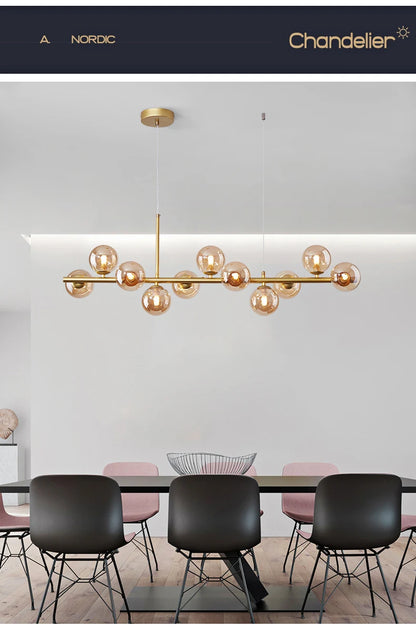 Nordic Modern LED Pendant Gold Light Glass