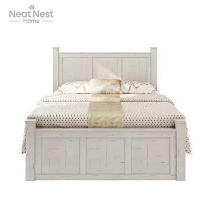 Farmhouse Style Wood Panel Bed Frame Four Square