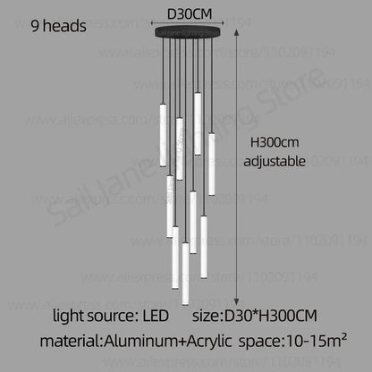LED Long Line Chandelier Modern Staircase