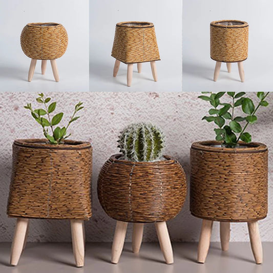 Nordic Flower Shelf Imitation Rattan Flower Pot
