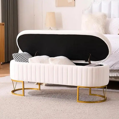 Modern Storage Ottoman Bench, 46"