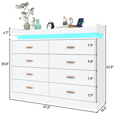 8 Drawer Dresser with LED Light, Modern