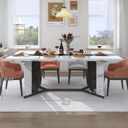 71In Large Rectangular White Dining Table