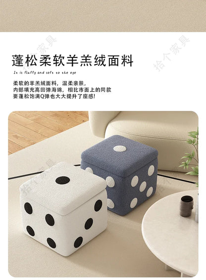 Dice Storage Ottoman, Faux Sheepskin Stool Kids
