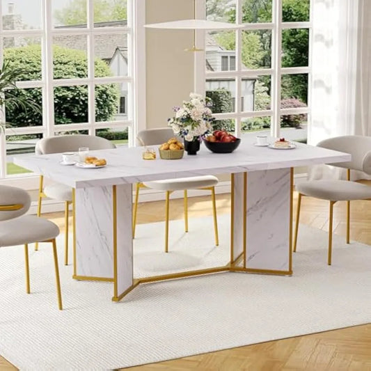 Marble Wooden Kitchen Table With Gold