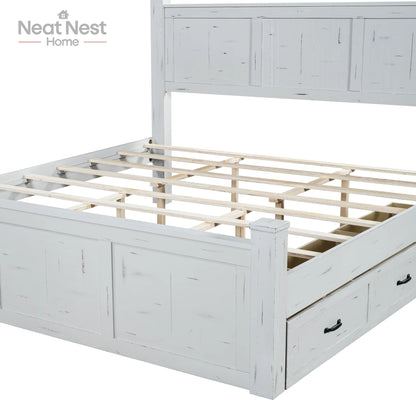 Farmhouse Style Wood Panel Bed Frame Four Square