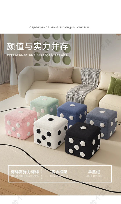 Dice Storage Ottoman, Faux Sheepskin Stool Kids