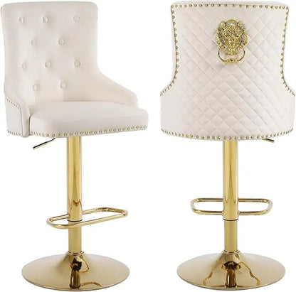 Velvet Gold Barstools Set of 2, Modern Counter