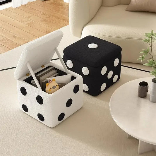 Dice Storage Ottoman, Faux Sheepskin Stool Kids