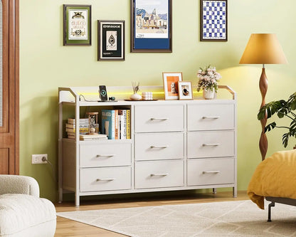 White Dresser for Bedroom with Light Strip