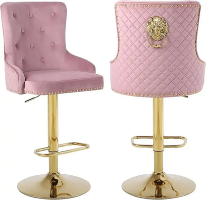 Velvet Gold Barstools Set of 2, Modern Counter