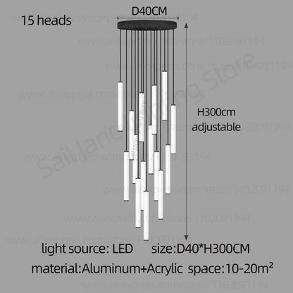 LED Long Line Chandelier Modern Staircase