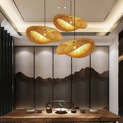 Bamboo Weaving LED Pendant Light HandMade