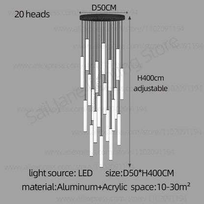LED Long Line Chandelier Modern Staircase