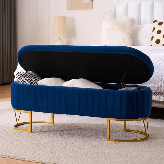 Modern Storage Ottoman Bench, 46"