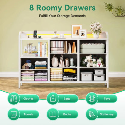 White Dresser for Bedroom with Light Strip