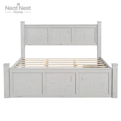 Farmhouse Style Wood Panel Bed Frame Four Square