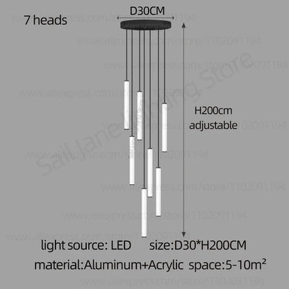LED Long Line Chandelier Modern Staircase
