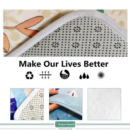 Green RugLiving Room Washable Abstract