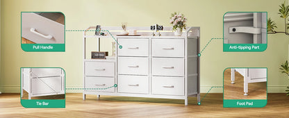 White Dresser for Bedroom with Light Strip