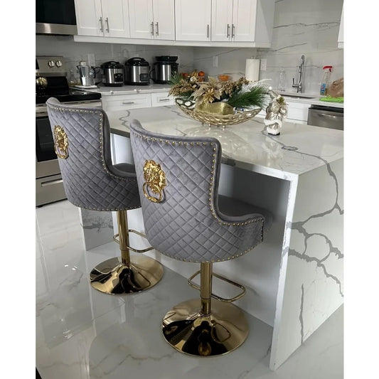 Velvet Gold Barstools Set of 2, Modern Counter