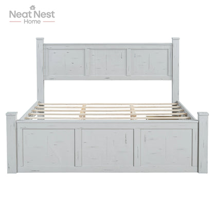 Farmhouse Style Wood Panel Bed Frame Four Square