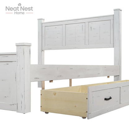 Farmhouse Style Wood Panel Bed Frame Four Square