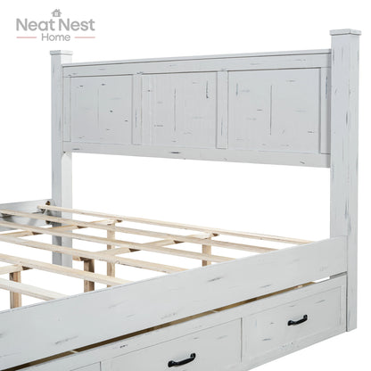 Farmhouse Style Wood Panel Bed Frame Four Square
