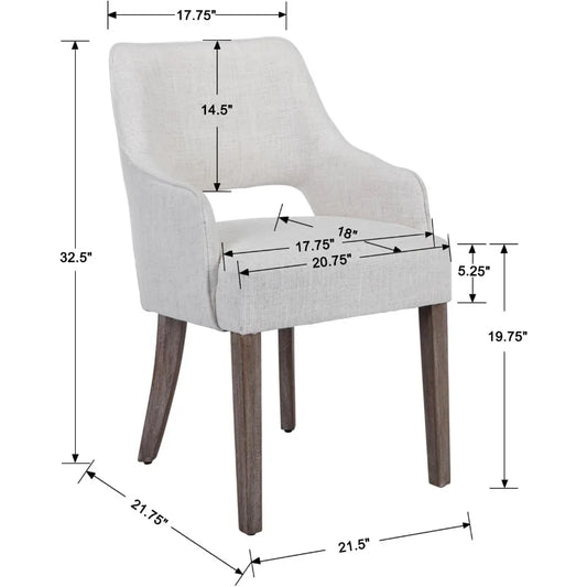 Linen Fabric Dining Chairs Set of 4 Upholstered