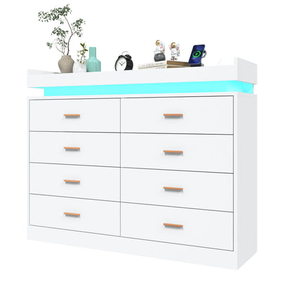 8 Drawer Dresser with LED Light, Modern
