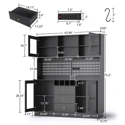 Pantry Cabinet, Kitchen Storage Cabinet, Freestanding