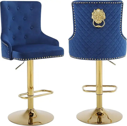 Velvet Gold Barstools Set of 2, Modern Counter