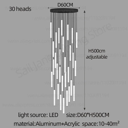 LED Long Line Chandelier Modern Staircase