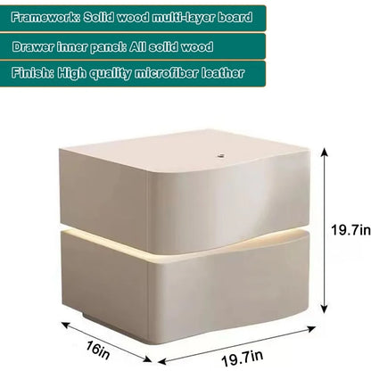 Solid Wood Nightstand, Leather Bedside Table