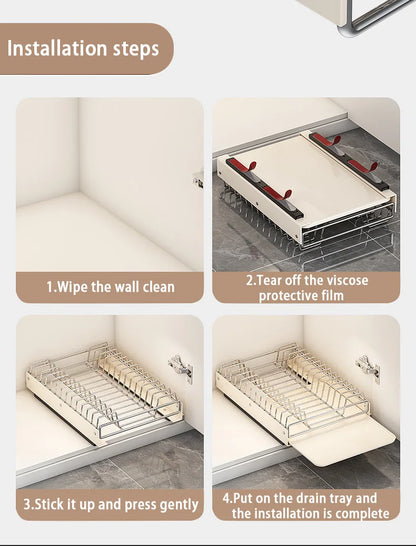 Pull Out Dish Racks Stainless Steel Bowl
